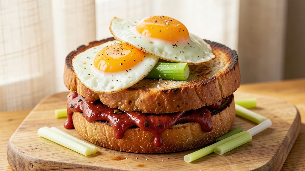 Spicy Egg Sandwich Recipe: Crispy Celery Crowns Over Smoky Chipotle Yolk