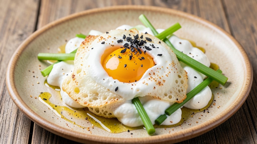 Vegan Tofu Eggs Recipe: Crispy Celery Crowns Over Fluffy Clouds