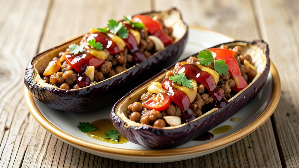 Stuffed Eggplant Vegan Recipe: Roasted Cavity Stuffed With Spiced Lentil Filling