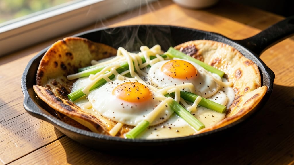 Viral Egg Tortilla Recipe: Crispy Celery Crowns Over Poached Yolk Brilliance