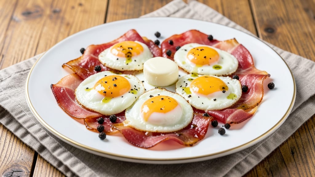 Sliced Ham and Eggs Recipe: Crispy Prosciutto Layers with Runny Yolk Magic