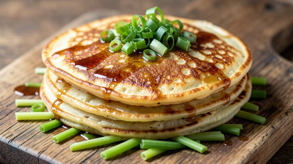 Taiwan Egg Pancake Recipe: Crispy Celery Crowns Over Silky Yolk Brilliance