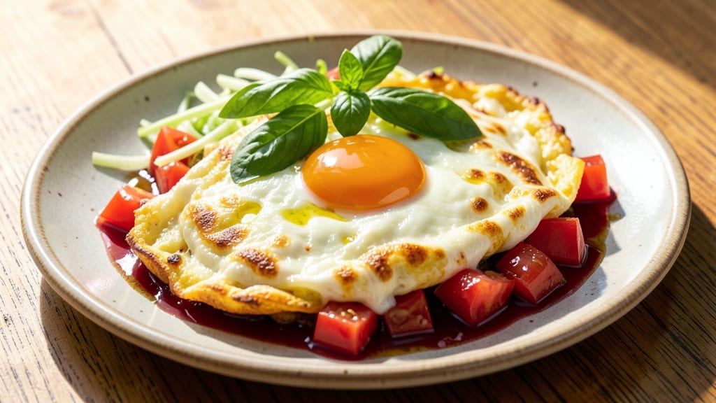 Tomato Cheese Egg Recipe: Crispy Celery Crowns Over Melted Cheese Clouds