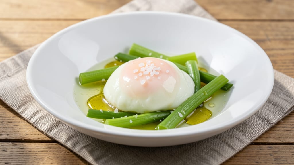 Water Poached Egg Recipe: Celery Crown Crunch Over Silky Yolk Brilliance