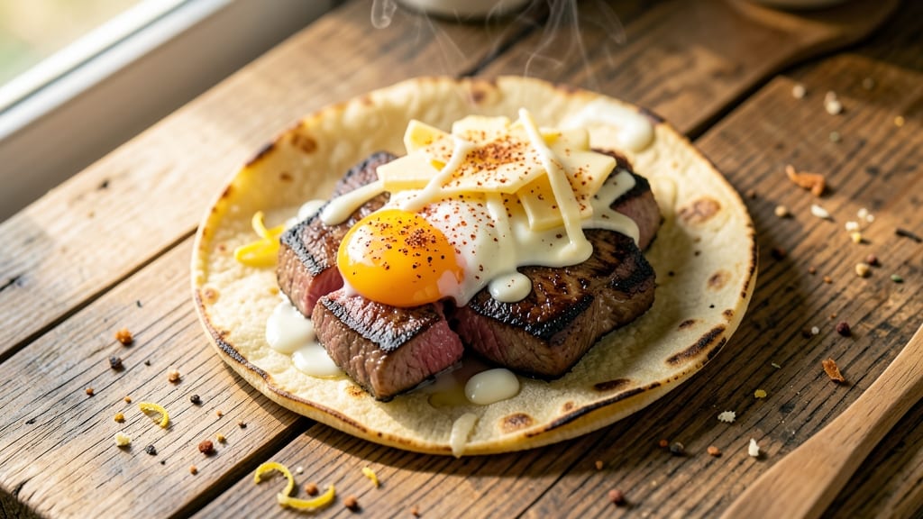 Steak Egg and Cheese Burrito Recipe: Smoky Steak and Runny Yolk Fusion