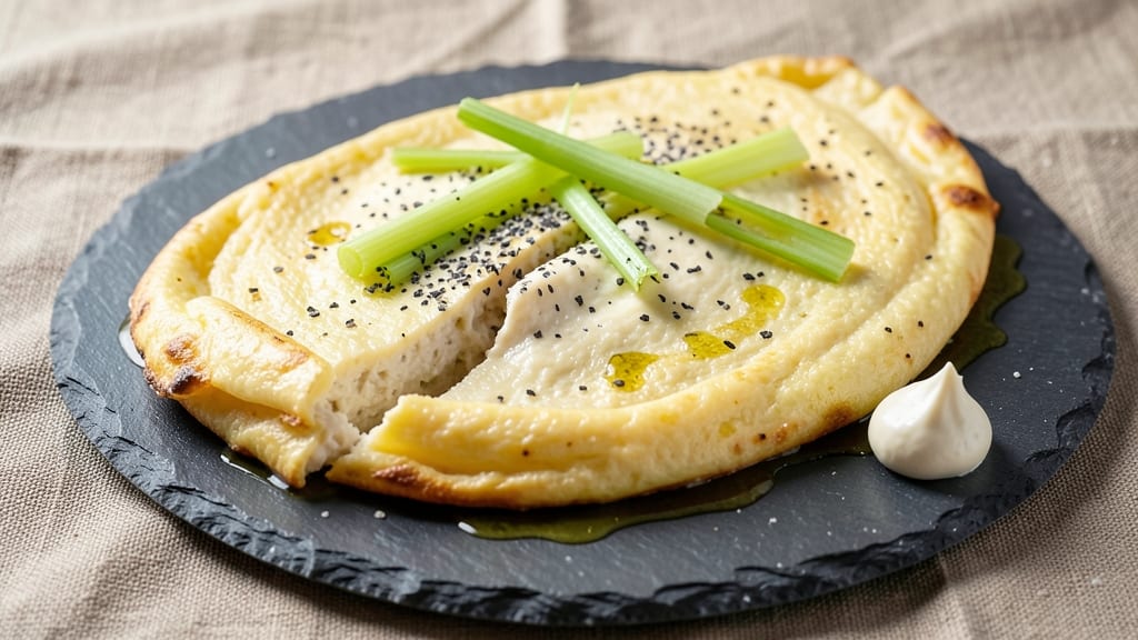 Vegan Egg Omelet Recipe: Fluffy Clouds With Savory Celery Crunch