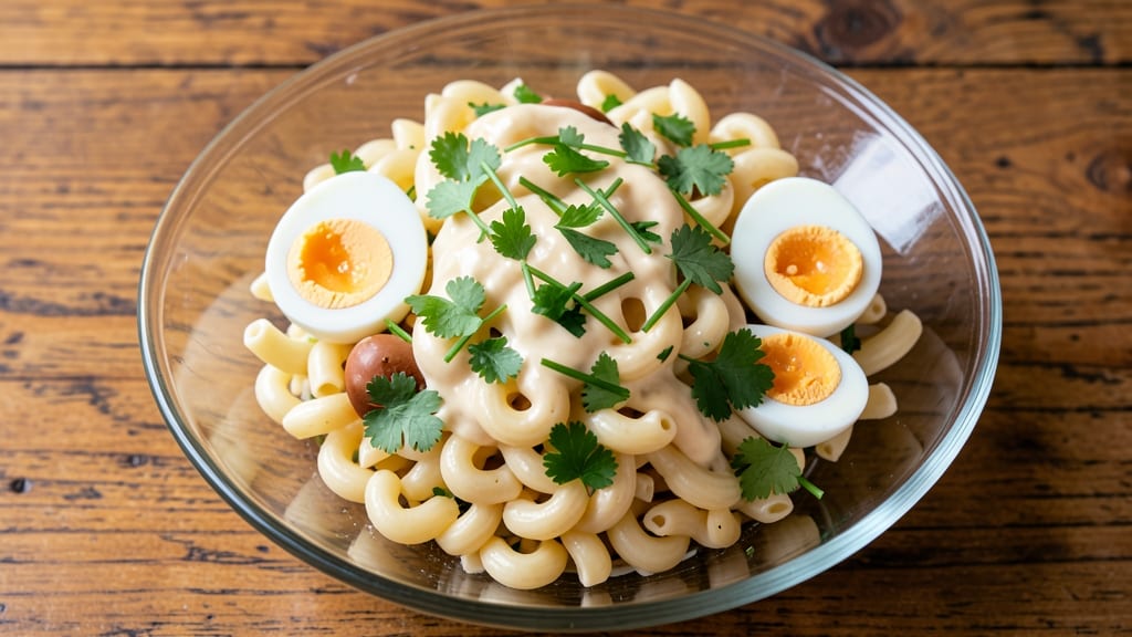 Macaroni Salad With Boiled Eggs Recipe: Crisp Celery Crowns Over Creamy Herb Yolk Magic
