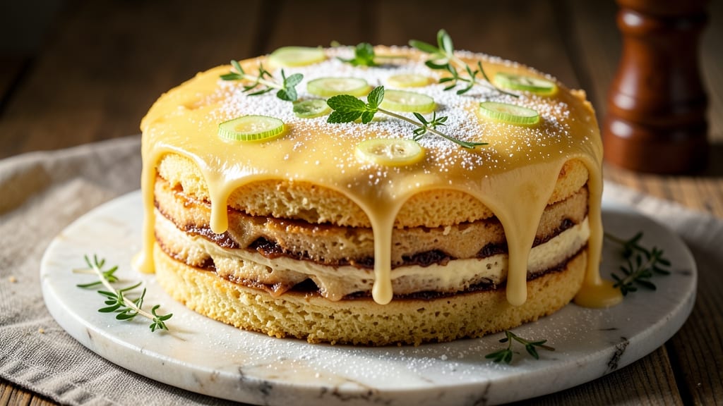 4-Egg Yolk Cake Recipe: Crispy Celery Crowns Over Gooey Centers