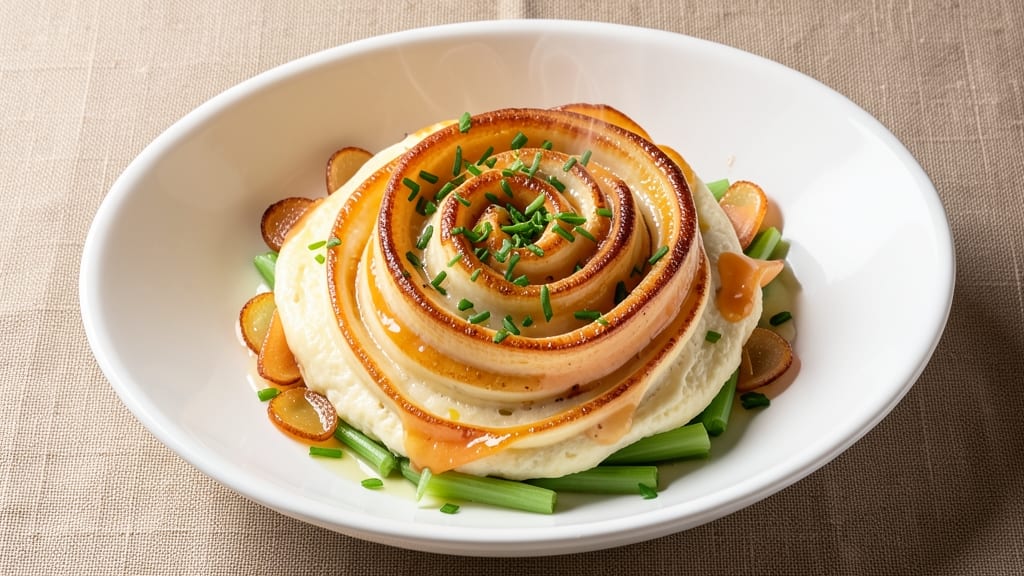 Tornado Egg Omelette Recipe: Celery-Crusted Whirl of Crispy Crunch and Runny Yolk