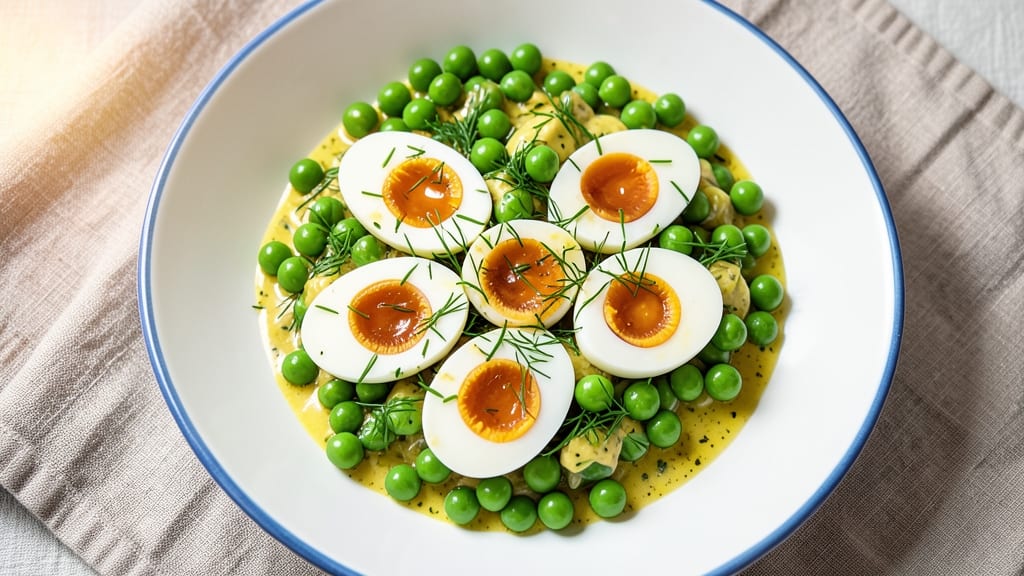 Pea Salad Recipe With Boiled Eggs: Crisp Celery Crowns Over Creamy Herb-Yolk Harmony