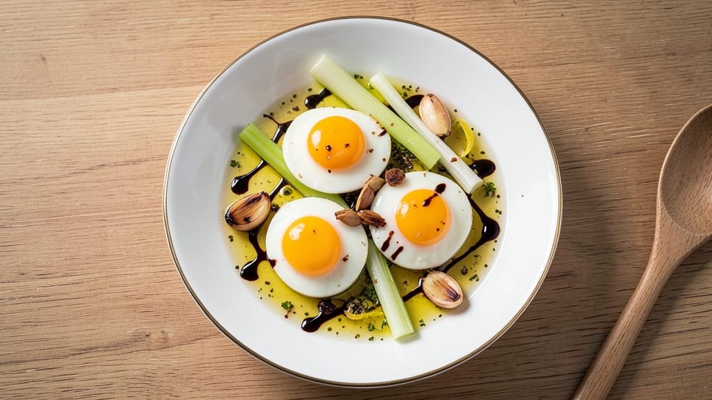Surti Gotalo Egg Recipe: Crispy Celery Crowns Over Poached Eggs With Tangy Garlic Zing