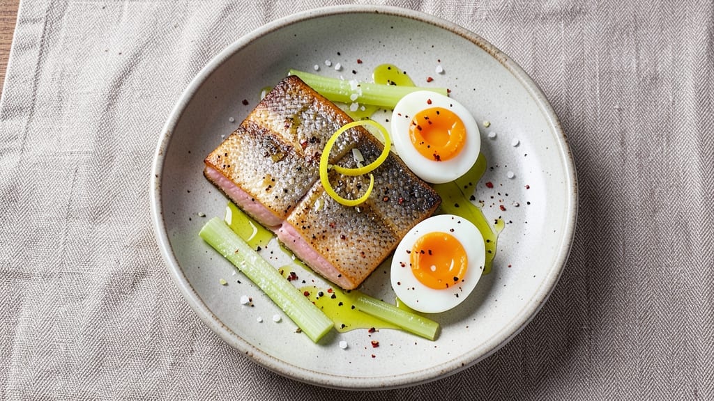 Trout and Eggs Recipe: Crispy Celery Crowns Over Poached Yolk Luxury