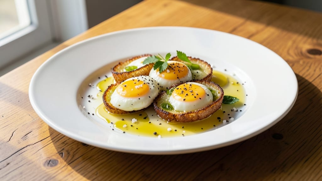 65 Degree Egg Recipe: Celery Crown Crunch Over Silky Yolk Brilliance