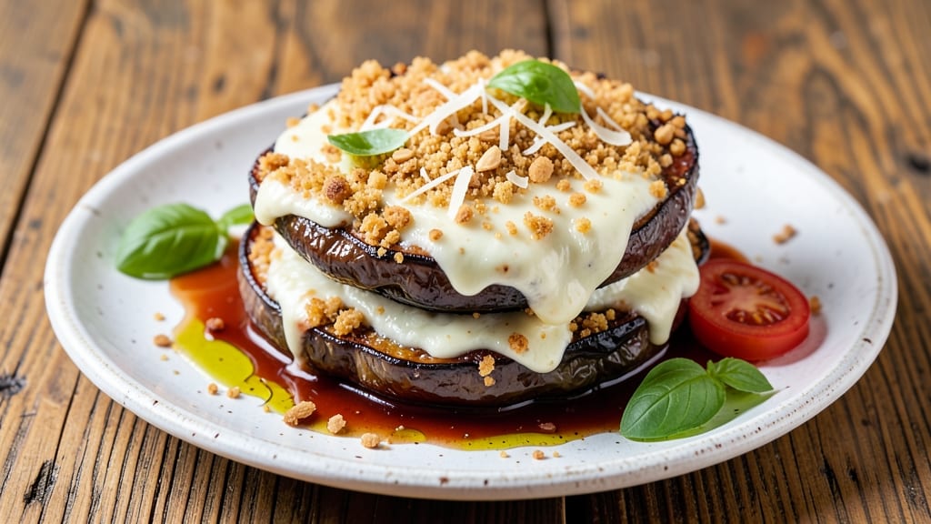 Vegan Gluten Free Eggplant Parmesan Recipe: Crispy Baked Layers With Melty Vegan Cheese