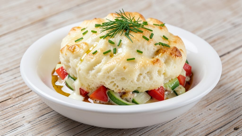 Veggie Egg Soufflé Recipe: Crispy Celery Crowns Over Silky Herb Yolk Clouds