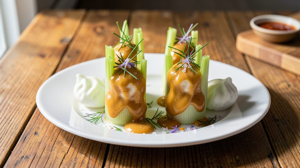 Switched Eggs Recipe: Crispy Celery Crowns Over Creamy Herb Yolk Brilliance