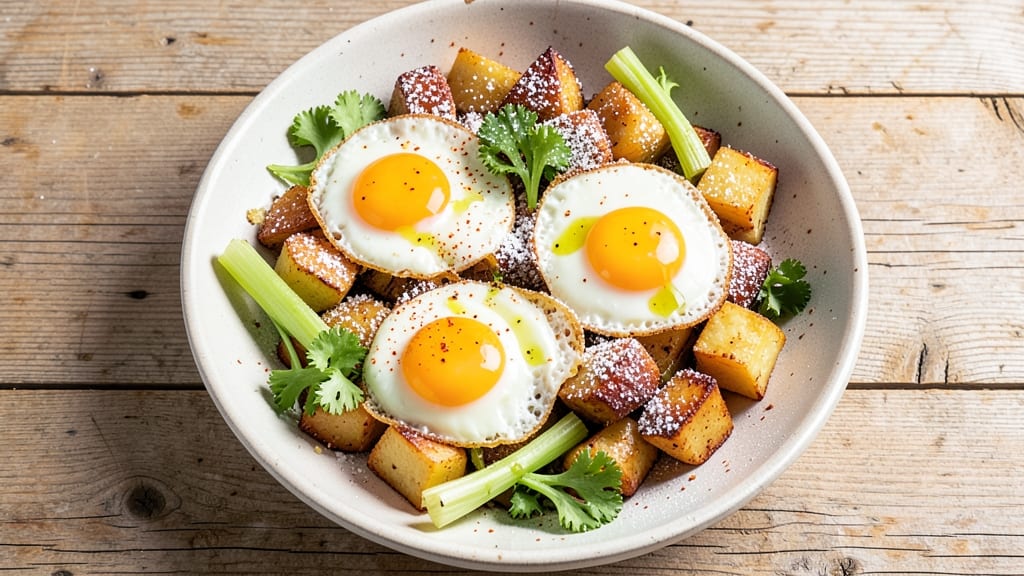 Spanish Broken Eggs Recipe: Crispy Celery Crowns Over Smoky Paprika Yolks