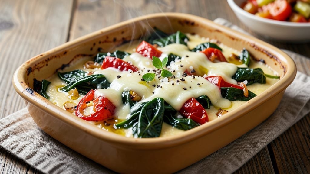 Spinach, Mozzarella, and Egg Bake Recipe: Crispy Top, Melty Cheese Layers