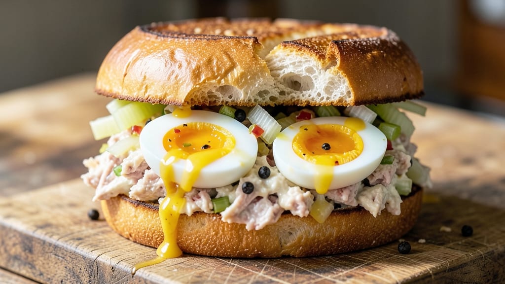 Tuna Salad Sandwich Recipe With Egg and Relish: Crispy Celery Bites and Zesty Yolk Magic