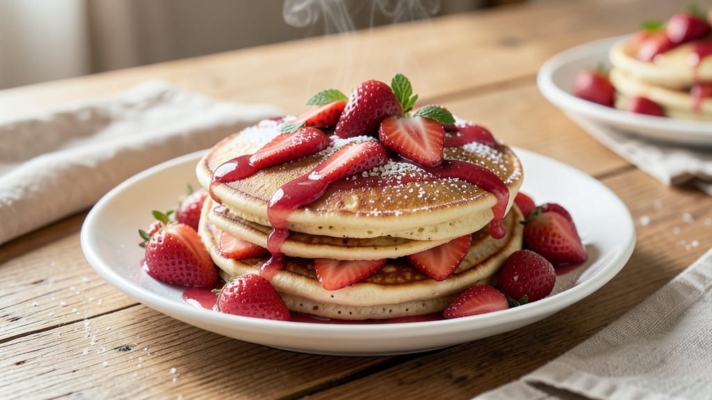 Strawberry Pancakes Recipe Without Eggs: Fluffy Stacks With Bursting Berry Sweetness