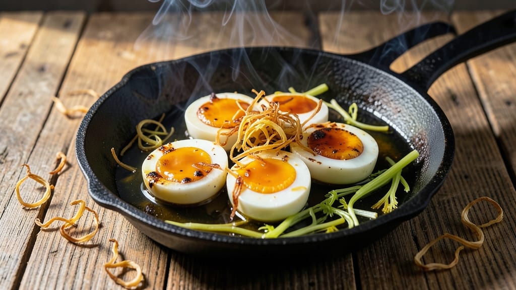 Smoked Eggs Recipe: Crispy Celery Crowns Over Smoky Yolk Brilliance
