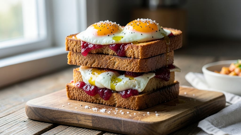 Sweet Egg Sandwich Recipe: Crispy Toasted Brioche Cradles Rich Yolk