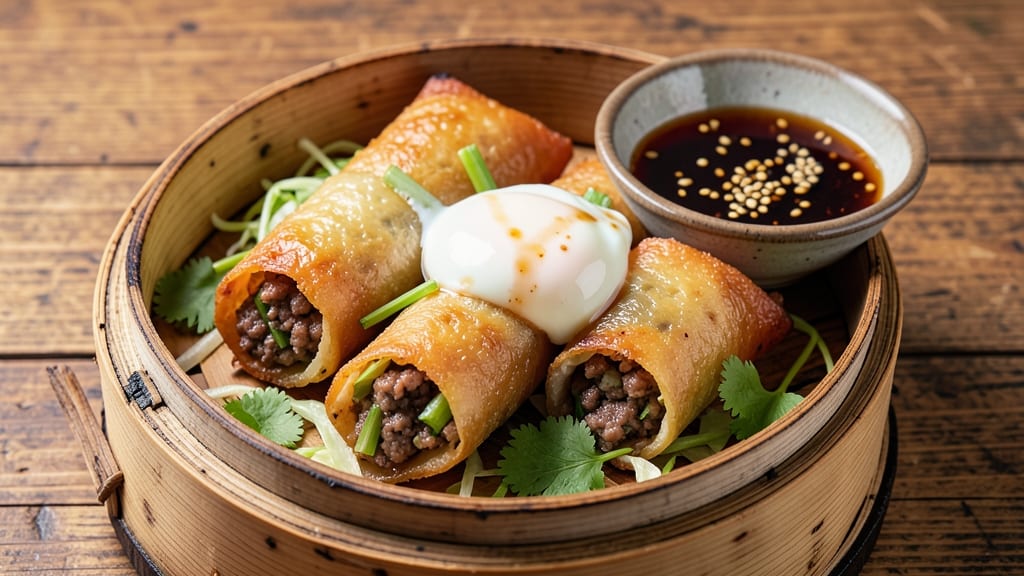 Taiwan Egg Roll Recipe: Crispy Celery Crowns Over Silky Yolk Delight