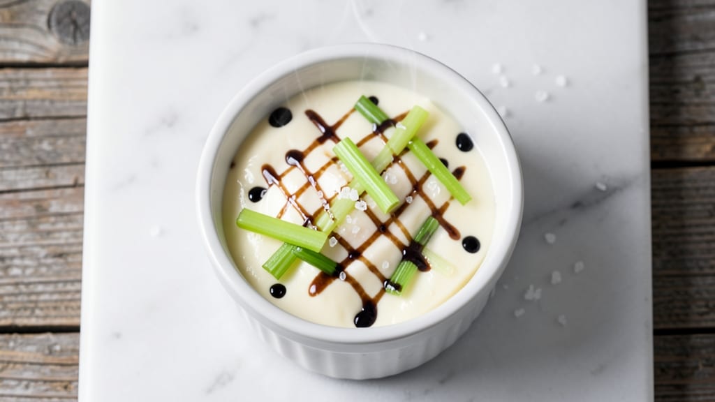 Steamed Egg Tofu Chinese Recipe: Silky Yolk Clouds With Celery Crunch