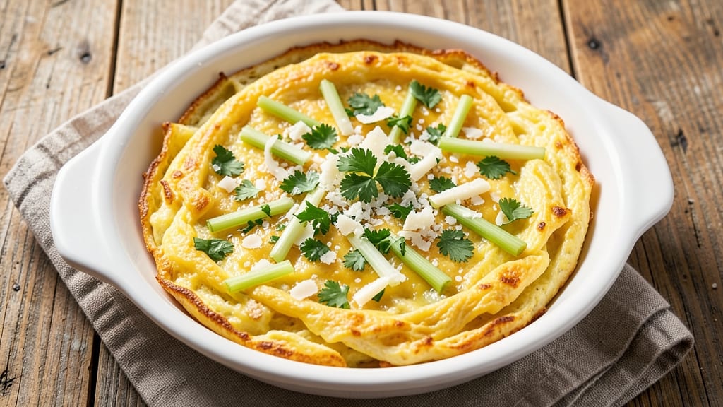 Tasty Egg Omelet Recipe: Celery-Crusted Crunch Over Silky Yolk Brilliance