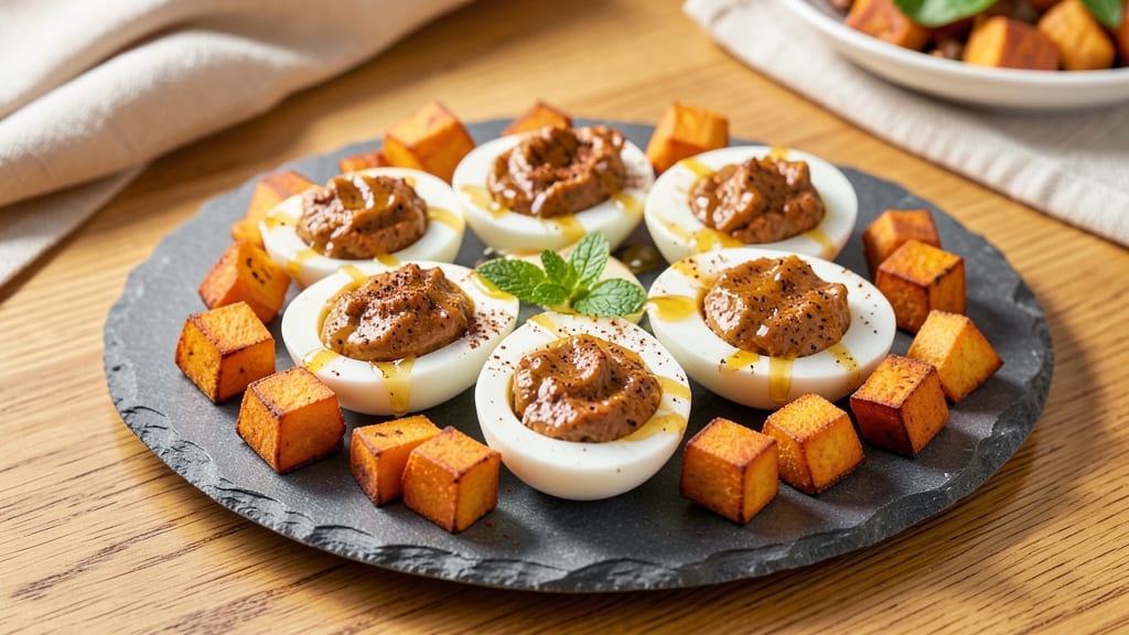 Sweet Potato Deviled Eggs Recipe: Warm Spiced Yolk and Celery Crunch Fusion