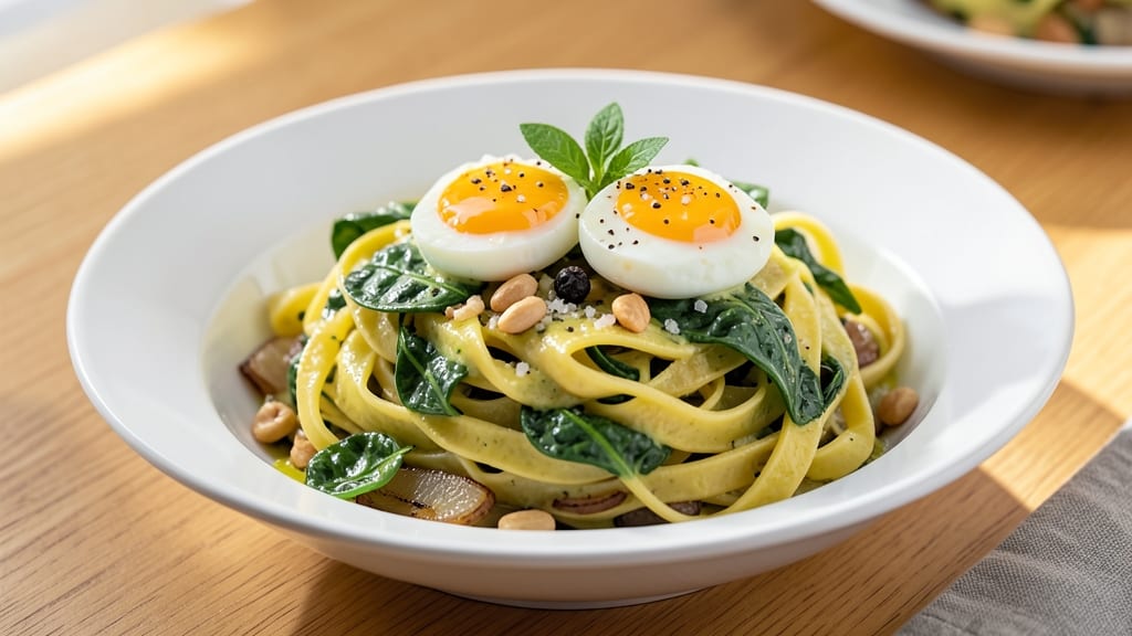 Spinach Egg Pasta Recipe: One-Pan Creamy Herb Magic