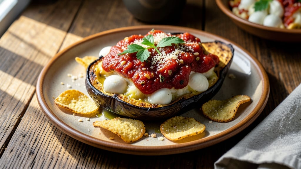 Baked Eggplant Parmesan Recipe Without Egg: Flaky Layers and Cheesy Crispiness