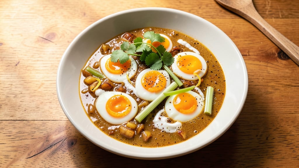 Thick Egg Curry Recipe: Velvety Coconut Base With Crispy Celery Bites