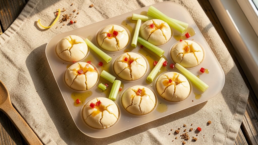 Sous Vide Egg Bites Recipe With Silicone Mold: Perfectly Poached Yolk and Crispy Celery Top
