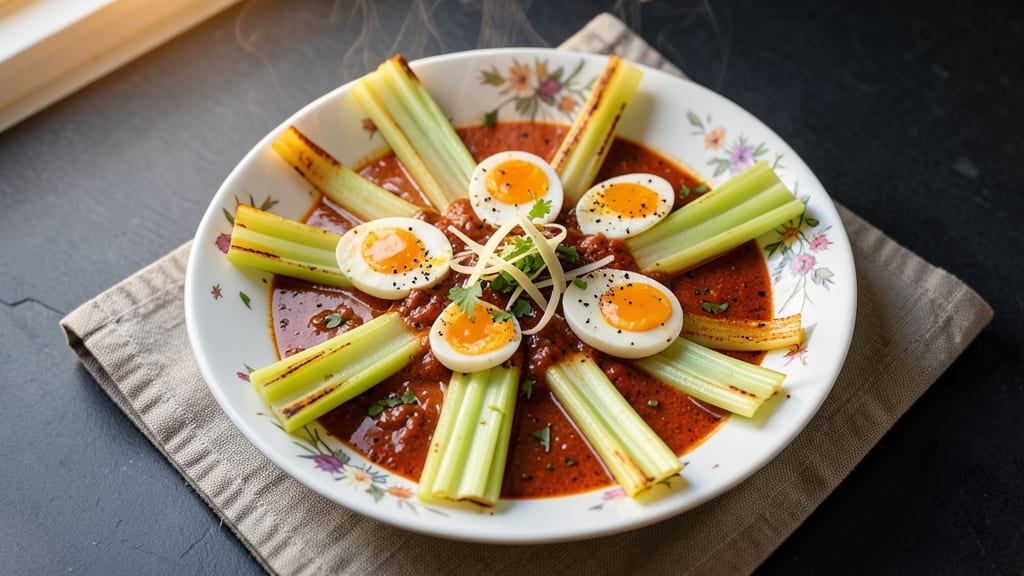 Son In Law Eggs Thai Recipe: Crispy Celery Crowns Over Fragrant Coconut Curry Yolk Magic