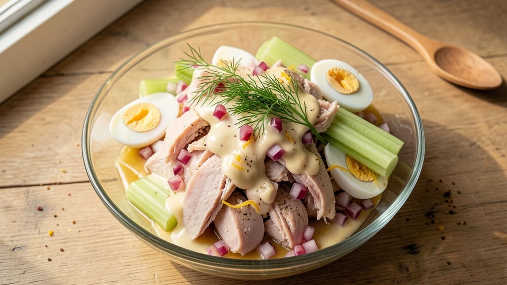 Turkey Salad Recipe With Eggs And Mayonnaise: Crisp Celery Crowns Over Creamy Yolk Magic