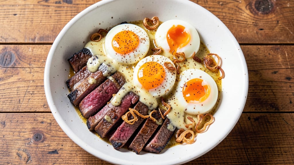 Skirt Steak and Eggs Recipe: Smoky Garlic Sizzle With Runny Yolk Magic