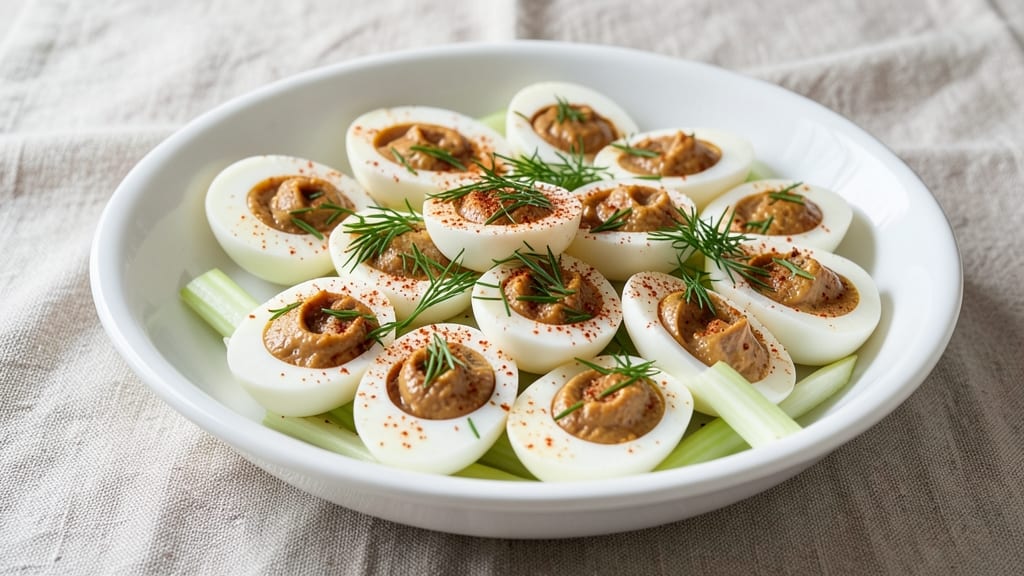 48 Deviled Eggs Recipe: Crispy Celery Crowns Over Zesty Mustard Magic